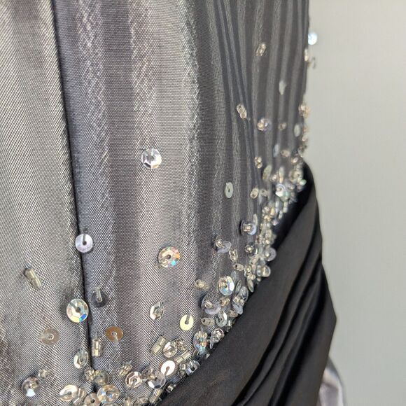 Vintage Flirt Prom Dress Maxi Gown 10 Silver Gray Y2K Corset Fairy Goth Glam - Picture 8 of 15